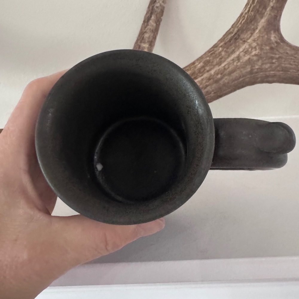 Mountain Art Studio Pottery Mug Matte Black Glossy Red Band Handcrafted Ceramic - Picture 7 of 7